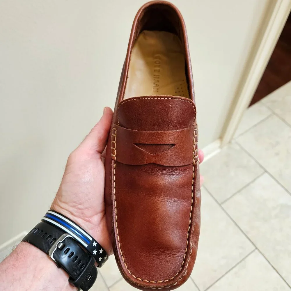 Cole Haan Men's Soft Leather Penny Loafers, Light Brown, Sz 9 - Picture 14 of 16